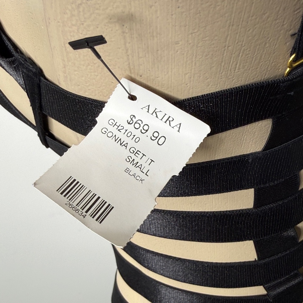 AKIRA Black Strappy Cage Bodycon Dress - Picture 9 of 9